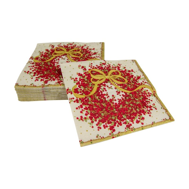 Caspari Entertaining Pepper Berry Cocktail Napkins, Red, 20-Pack - Image 5